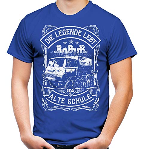 Alte Schule Robor LO 2002 Männer und Herren T-Shirt | LKW-Fahrer DDR IFA Fortschritt Oldtimer W50 (L, Blau) von Uglyshirt87