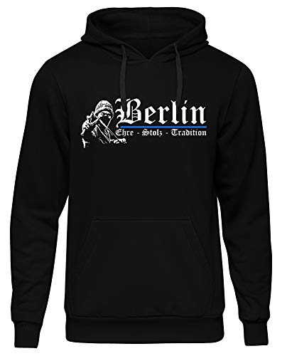 Berlin Ehre & Stolz Männer und Herren Kapuzenpullover | Fussball Ultras Geschenk | M1 FB (Schwarz, M) von Uglyshirt87