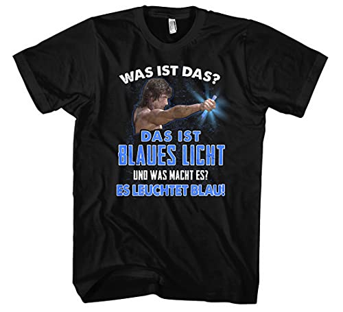 Blaues Licht Herren T-Shirt | Rambo Sylvester Stallone Rocky Retro 80er | M2 (4XL) Schwarz von Uglyshirt87