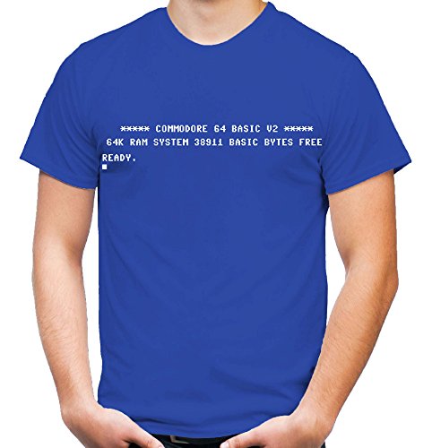 C64 Startscreen T-Shirt | Commodore | 64 | Software | Herren | Männer | Schwarz | Spiel | PC | Konsole | Blau (M, Blau) von Uglyshirt87