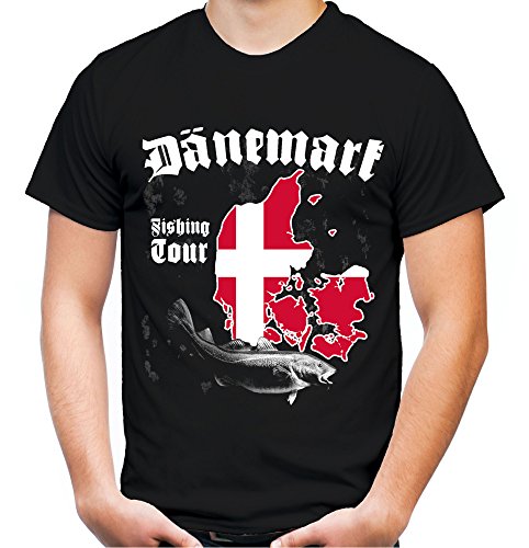 Dänemark Fishing Tour Männer und Herren T-Shirt | Angler Petri Heil Geschenke Fishing (Schwarz, XXXL) von Uglyshirt87