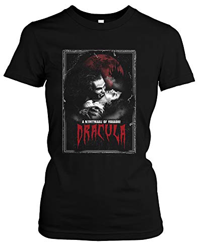 Dracula Damen Girlie T-Shirt | Vampir Tshirt Damen - Halloween - Nightmare - Horror Shirt - Retro | M1 (M) von Uglyshirt87