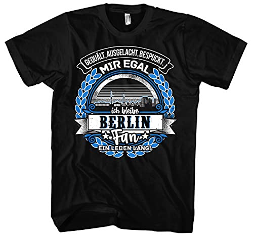 EIN Leben lang Berlin Herren T-Shirt | Stadt - Berlin Skyline - Fussball - Sport - Berlin Shirt - Ultras | Schwarz (4XL) von Uglyshirt87