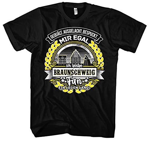 EIN Leben lang Braunschweig Herren T-Shirt | Stadt - Braunschweig Skyline - Fussball - Sport - Braunschweig Shirt - Ultras | Schwarz (3XL) von Uglyshirt87