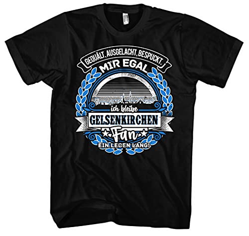 EIN Leben lang Gelsenkirchen Herren T-Shirt | Stadt - Gelsenkirchen Skyline - Fussball - Sport - Gelsenkirchen Shirt - Ultras |Schwarz (3XL) von Uglyshirt87