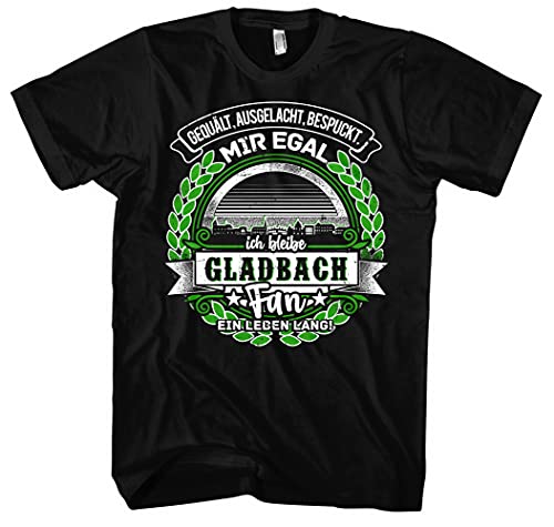 EIN Leben lang Gladbach Herren T-Shirt | Stadt - Gladbach Skyline - Fussball - Sport - Gladbach Shirt - Ultras | Schwarz (3XL) von Uglyshirt87