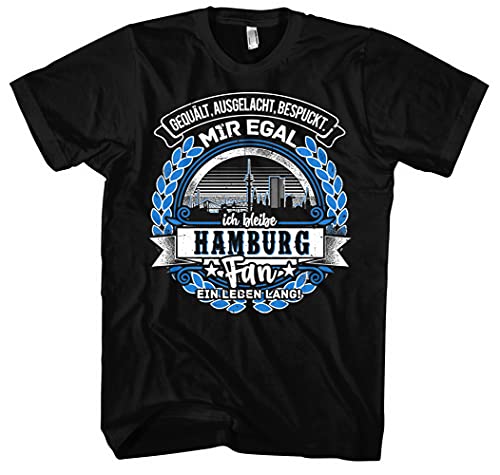 EIN Leben lang Hamburg Herren T-Shirt | Stadt - Hamburg Skyline - Fussball - Sport - Hamburg Shirt - Ultras | Schwarz (S) von Uglyshirt87