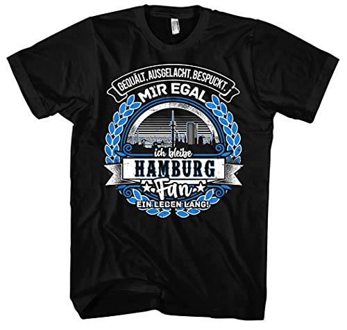 EIN Leben lang Hamburg Herren T-Shirt | Stadt - Hamburg Skyline - Fussball - Sport - Hamburg Shirt - Ultras | Schwarz (XL) von Uglyshirt87