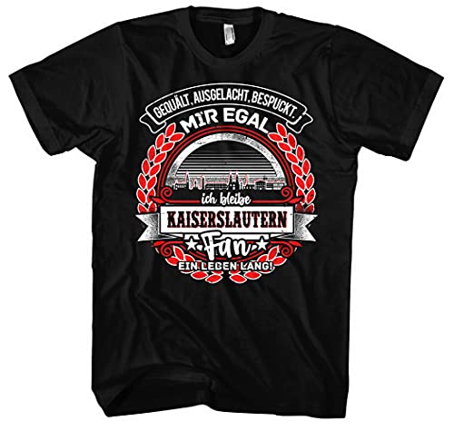 EIN Leben lang Kaiserslautern Herren T-Shirt | Stadt - Kaiserslautern Skyline - Fussball - Sport - Kaiserslautern Shirt - Ultras | Schwarz (M) von Uglyshirt87