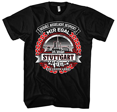EIN Leben lang Stuttgart Herren T-Shirt | Stadt - Stuttgart Skyline - Fussball - Sport - Stuttgart Shirt - Ultras | Schwarz (M) von Uglyshirt87