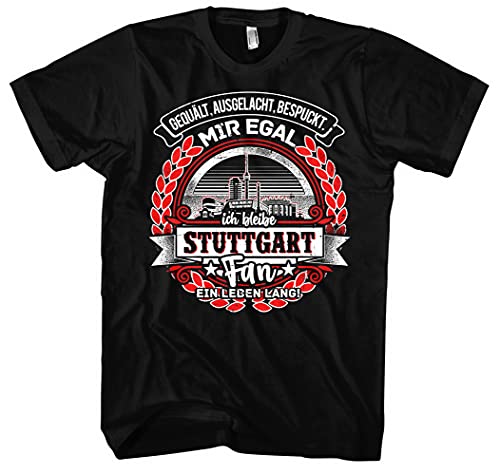 EIN Leben lang Stuttgart Herren T-Shirt | Stadt Skyline Fussball Sport Trikot Ultras Schwaben | Schwarz (XL) von UGLYSHIRT