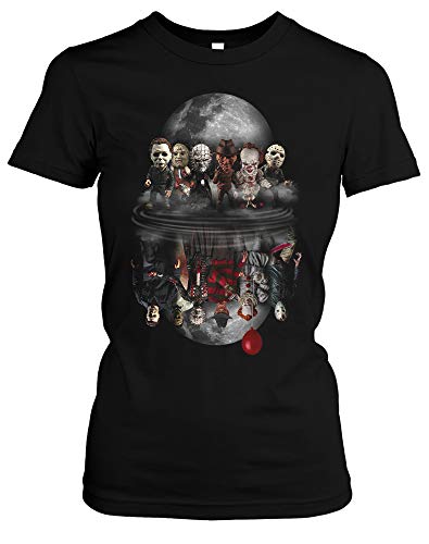 Evil Six Damen Girlie T-Shirt | Horror Halloween Nightmare Freddy Michael Myers Jason Clown Friends (XXL) von Uglyshirt87