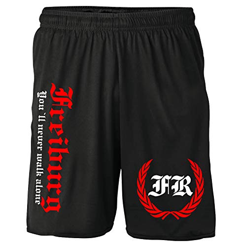 Freiburg Kranz Shorts | Fussball Sport Ultras Kurze Sommer Hose Sporthose (L, Schwarz Kranz M2) von Uglyshirt87