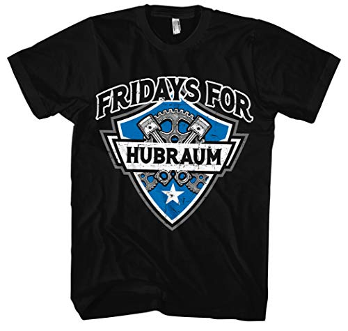 Fridays for Hubraum Männer und Herren T-Shirt | Auto V8 Tuning Motor Big Block (4XL, Schwarz) von Uglyshirt87