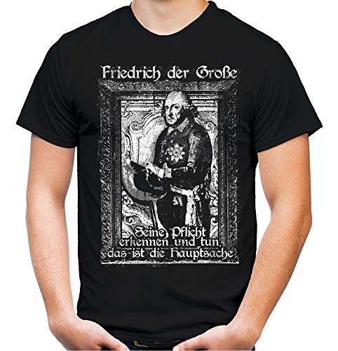 Friedrich der Große Männer und Herren T-Shirt | Preußen König Alte Fritz | M2 (XL, Schwarz) von Uglyshirt87