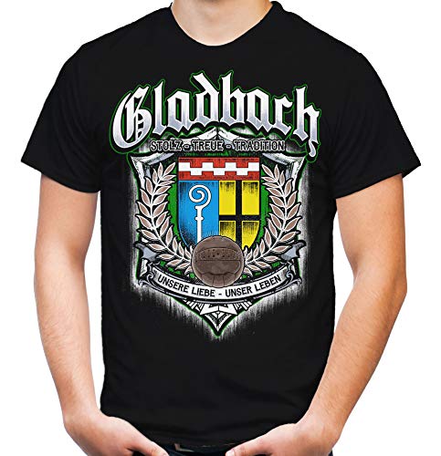 Für Immer Gladbach Männer und Herren T-Shirt | Sport Fussball Stadt Fan (3XL, Schwarz Druck: Bunt) von Uglyshirt87