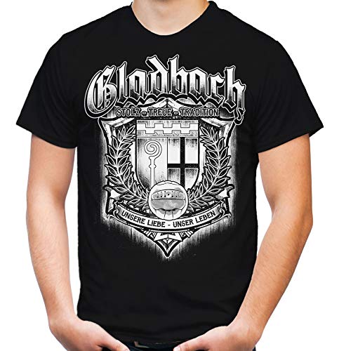 Für Immer Gladbach Männer und Herren T-Shirt | Sport Fussball Stadt Fan (3XL, Schwarz Druck: Weiß) von Uglyshirt87