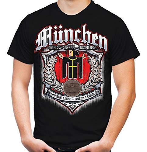 Für Immer München Männer und Herren T-Shirt | Sport Fussball Stadt Fan (4XL, Schwarz Druck: Bunt) von Uglyshirt87