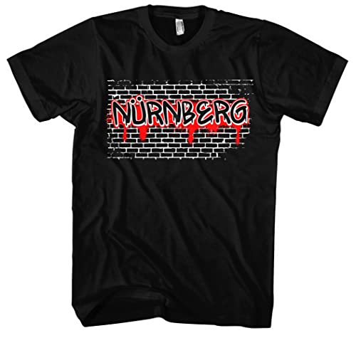 Graffiti Nürnberg Herren T-Shirt | Stadt - Nürnberg Skyline - Fussball - City - Nürnberg Shirt - Ultras | Schwarz (4XL) von Uglyshirt87