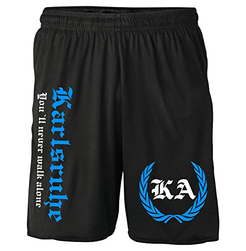 Karlsruhe Kranz Shorts | Fussball Sport Sommer Ultras Kurze Hose Sporthose (XL, Schwarz Kranz M2) von Uglyshirt87