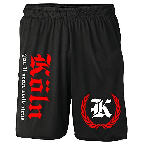 Köln Kranz Shorts | Fussball Sport Sommer Ultras Kurze Hose Sporthose (L, Schwarz Kranz M2) von Uglyshirt87