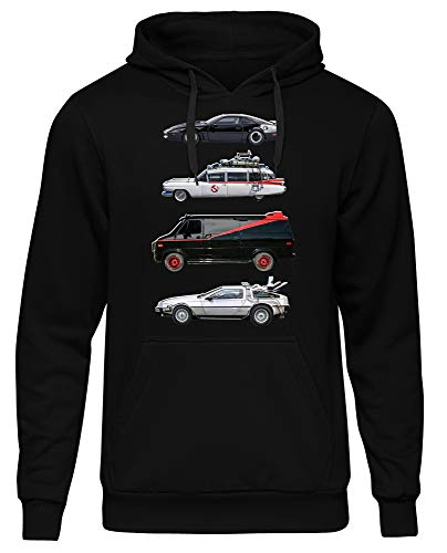 Kult Cars Herren Kapuzenpullover | Knight Rider Hoddie - A-Team Van - zurück in die Zukunft Pullover Delorean - mad max Interceptor (Schwarz M2, S) von Uglyshirt87