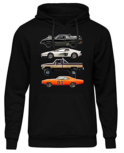 Kult Cars Herren Kapuzenpullover | Knight Rider Hoddie - A-Team Van - zurück in die Zukunft Pullover Delorean - mad max Interceptor (Schwarz M3, 3XL) von Uglyshirt87