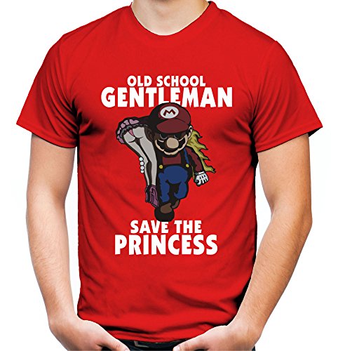 Mario Gentleman Männer und Herren T-Shirt | SNES Luigi Arcade ||| (L, Rot) von Uglyshirt87