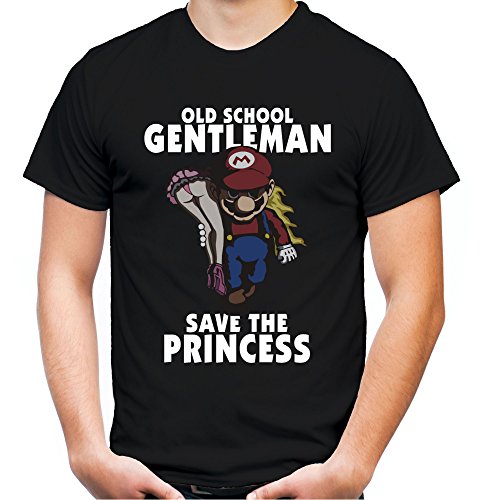 Mario Gentleman Männer und Herren T-Shirt | SNES Luigi Arcade ||| (L, Schwarz) von Uglyshirt87