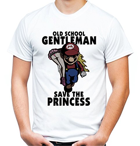 Mario Gentleman Männer und Herren T-Shirt | SNES Luigi Arcade ||| (L, Weiß) von Uglyshirt87