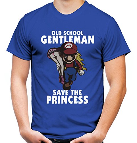 Mario Gentleman Männer und Herren T-Shirt | SNES Luigi Arcade ||| (M, Blau) von Uglyshirt87