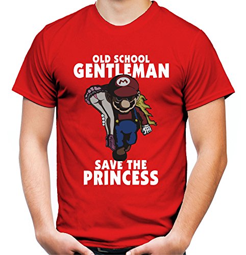 Mario Gentleman Männer und Herren T-Shirt | SNES Luigi Arcade ||| (XL, Rot) von Uglyshirt87