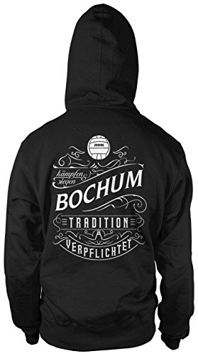 Mein Leben Bochum Männer und Herren Kapuzenpullover | Fussball Ultras Geschenk | M1 FB (Schwarz, L) von Uglyshirt87