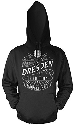 Mein Leben Dresden Männer und Herren Kapuzenpullover | Fussball Ultras Geschenk | M1 Front (Schwarz, L) von Uglyshirt87