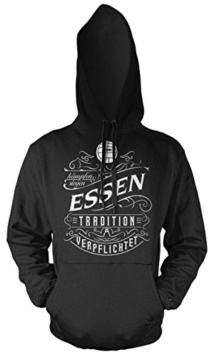 Mein Leben Essen Männer und Herren Kapuzenpullover | Fussball Ultras Geschenk | M1 Front (Schwarz, XXXL) von Uglyshirt87