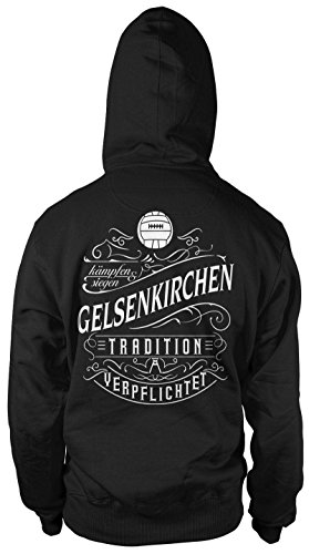Mein Leben Gelsenkirchen Männer und Herren Kapuzenpullover | Fussball Ultras Geschenk | M1 FB (S, Schwarz) von Uglyshirt87