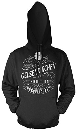 Mein Leben Gelsenkirchen Männer und Herren Kapuzenpullover | Fussball Ultras Geschenk | M1 Front (Schwarz, L) von Uglyshirt87