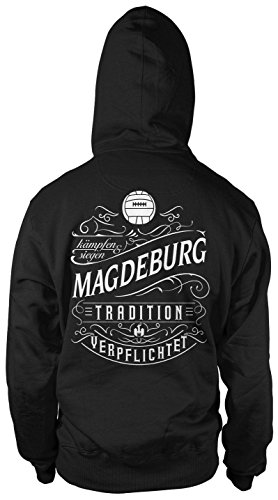 Mein Leben Magdeburg Männer und Herren Kapuzenpullover | Fussball Ultras Geschenk | M1 FB (XL, Schwarz) von Uglyshirt87