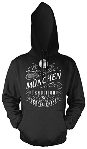 Mein Leben München Männer und Herren Kapuzenpullover | Fussball Ultras Geschenk | M1 Front (Schwarz, XL) von Uglyshirt87