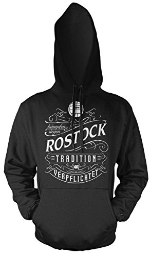 Mein Leben Rostock Männer und Herren Kapuzenpullover | Fussball Ultras Geschenk | M1 Front (Schwarz, XXL) von Uglyshirt87