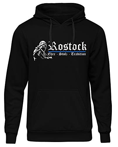 Rostock Ehre & Stolz Männer und Herren Kapuzenpullover | Fussball Ultras Geschenk | M1 FB (Schwarz, S) von Uglyshirt87