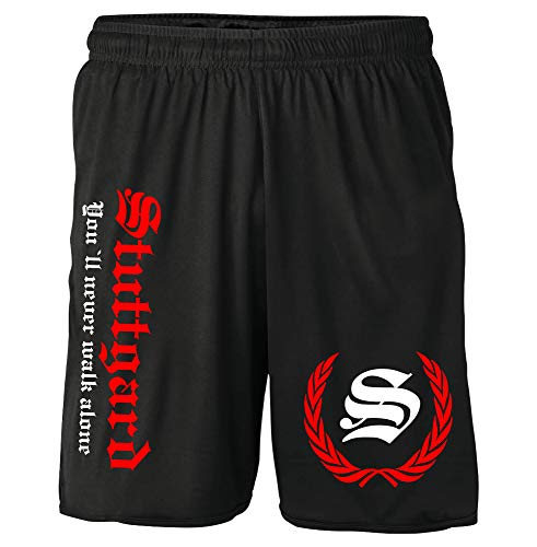 Stuttgart Kranz Shorts | Fussball Sport Sommer Ultras Kurze Hose Sporthose (L, Schwarz Kranz M2) von Uglyshirt87