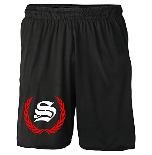 Stuttgart Kranz Shorts | Fussball Sport Sommer Ultras Kurze Hose Sporthose (XL, Schwarz Kranz M1) von Uglyshirt87