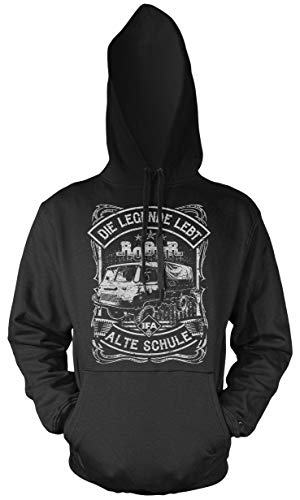 Uglyshirt87 Alte Schule Robor LO 2002 Männer und Herren Kapuzenpullover | LKW-Fahrer DDR IFA Fortschritt Oldtimer W50 (S, Schwarz) von Uglyshirt87