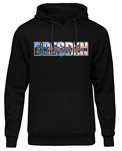 Uglyshirt87 Dresden Vintage Skyline Herren Kapuzenpullover | Stadt - City - Fussball - Sport - Dresden Pullover - Ultras - Hoodie | Schwarz (XXL) Druck: Bunt von Uglyshirt87