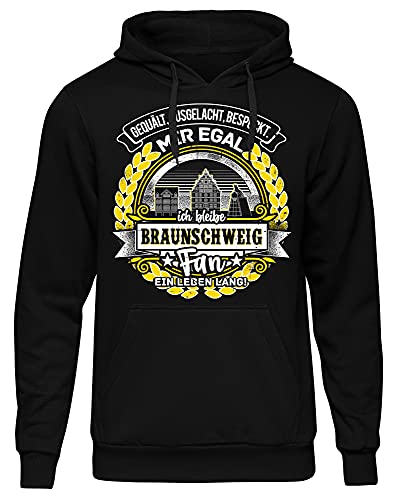 EIN Leben lang Braunschweig Herren Kapuzenpullover | Stadt - Braunschweig Skyline - Fussball - Sport - Braunschweig Pullover - Ultras - Hoodie | Schwarz (M) von Uglyshirt87