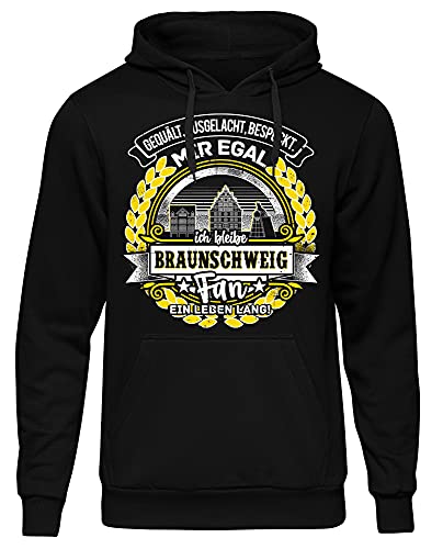Uglyshirt87 EIN Leben lang Braunschweig Herren Kapuzenpullover | Stadt - Braunschweig Skyline - Fussball - Sport - Braunschweig Pullover - Ultras - Hoodie | Schwarz (XXL) von Uglyshirt87