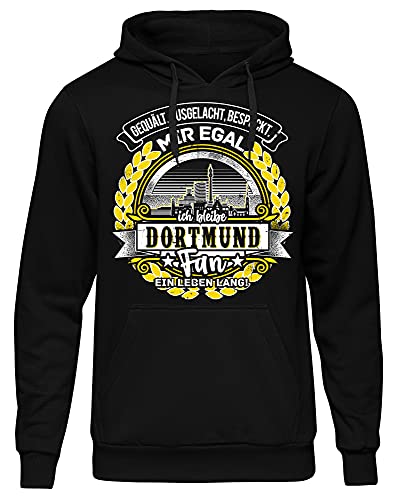 Uglyshirt87 EIN Leben lang Dortmund Herren Kapuzenpullover | Stadt - Dortmund Skyline - Fussball - Sport - Dortmund Pullover - Ultras - Hoodie | Schwarz (4XL) von Uglyshirt87