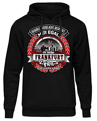 Uglyshirt87 EIN Leben lang Frankfurt Herren Kapuzenpullover | Stadt - Frankfurt Skyline - Fussball - Sport - Frankfurt Pullover - Ultras - Hoodie | Schwarz (3XL) von Uglyshirt87