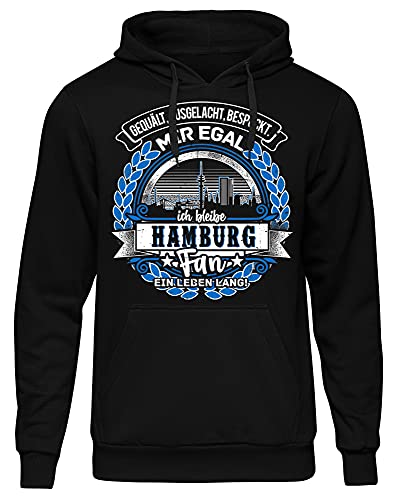 Uglyshirt87 EIN Leben lang Hamburg Herren Kapuzenpullover | Stadt - Hamburg Skyline - Fussball - Sport - Hamburg Pullover - Ultras - Hoodie | Schwarz (S) von Uglyshirt87